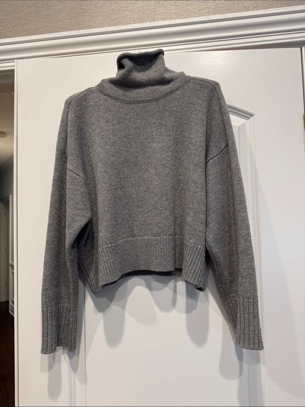 Loulou Studio Gray Cropped Turtleneck Sweater